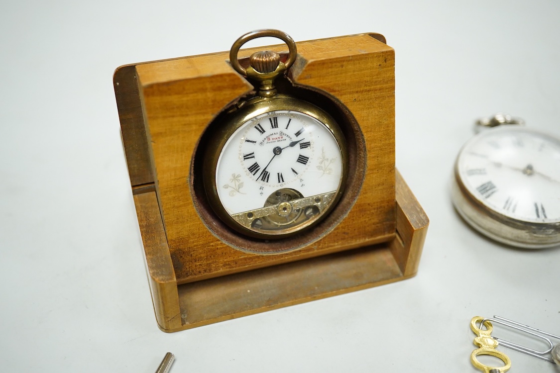 Five assorted early 20th century silver open faced fob watches, eight other continental white metal pocket and fob watches including two retailed by Kendall & Dent, four base metal pocket watches including cased Hebdomas